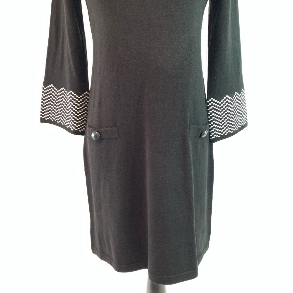 NWT Eliza J black chevron cowl shawl shift dress S - Picture 8 of 16
